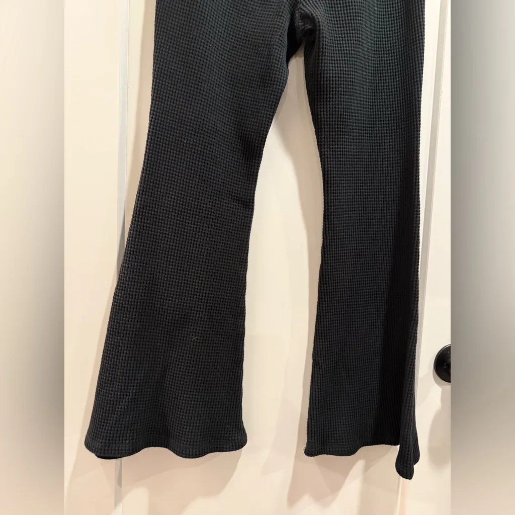Aerie Black Waffle Flared Pants Size L - Image 7