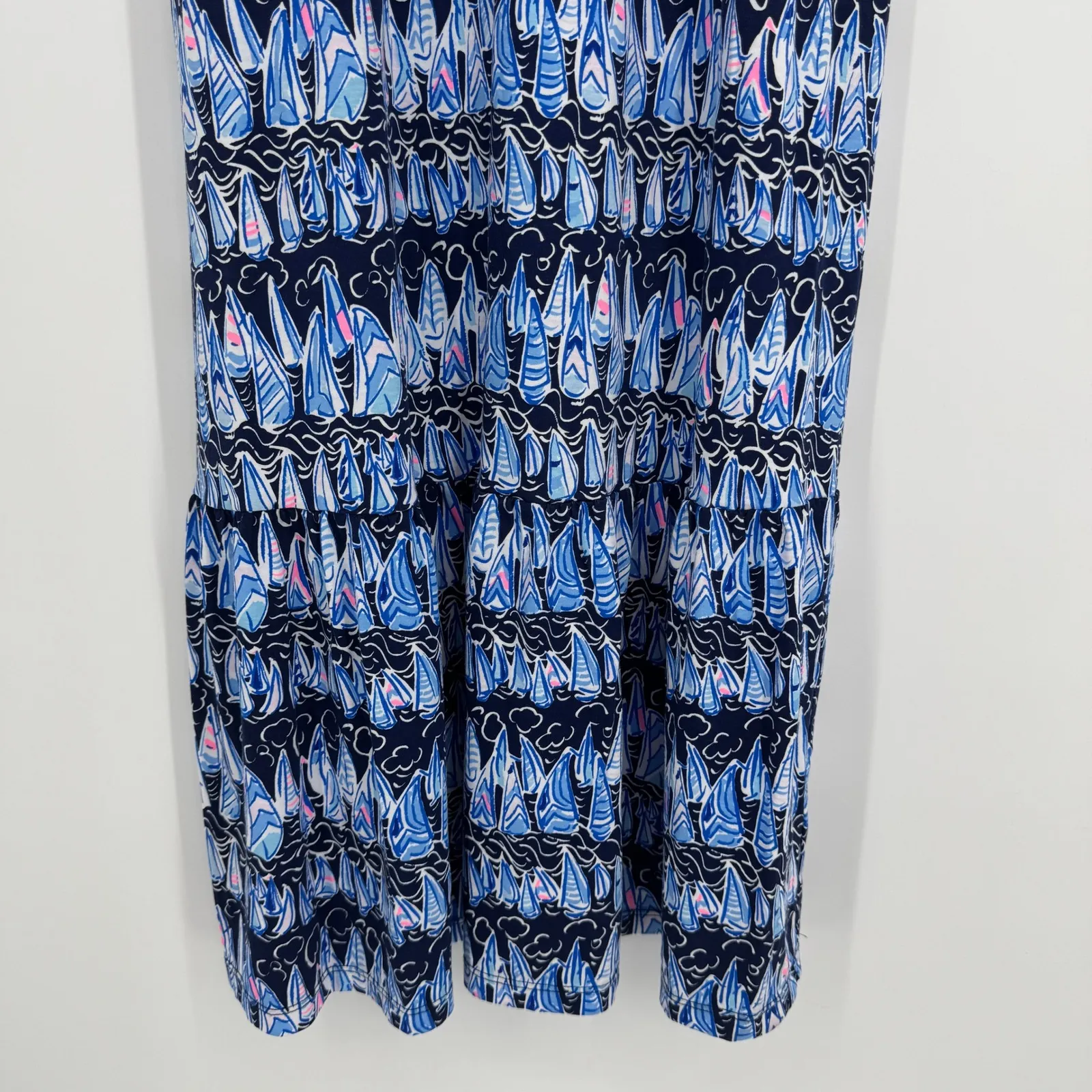 Lilly Pulitzer Martins Midi Dress Size Small Blue Sailboat Print Coastal Chic - Image 4