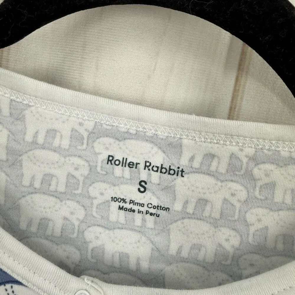 Roller Rabbit Women’s Small Blue Elephant Patterned Pajama Top - Image 2
