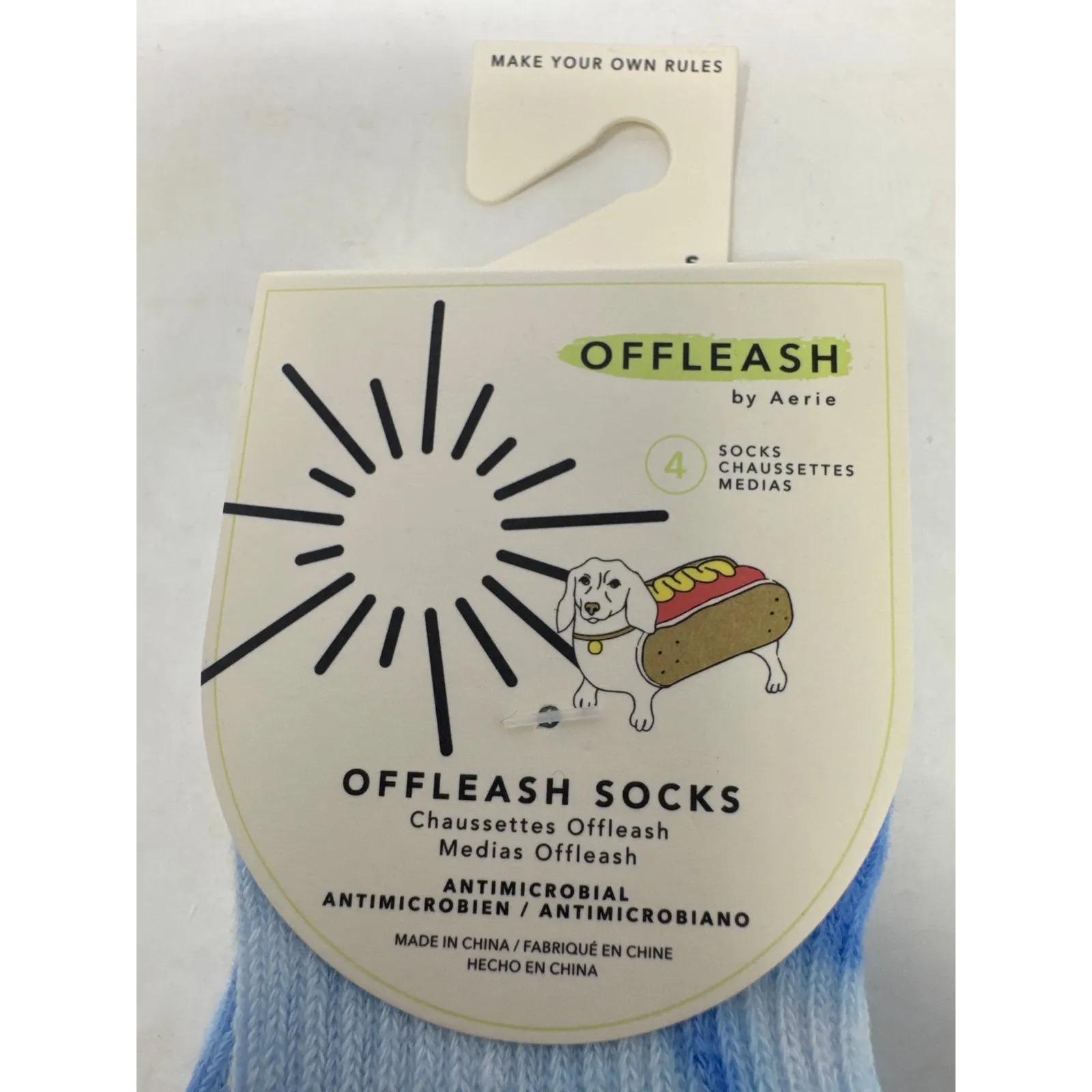 Brand New Offleash by Aerie Women's Size Small Weiner Dog Blue 4 Socks - Image 2