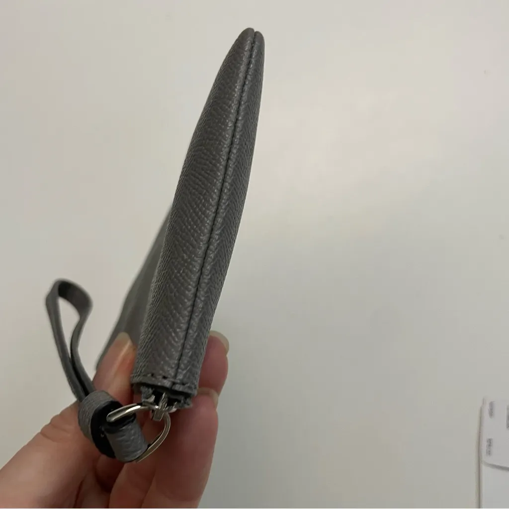 Coach Wristlet Wallet Pouch Corner Zip Credit Card Phone Travel Leather Grey - Image 13