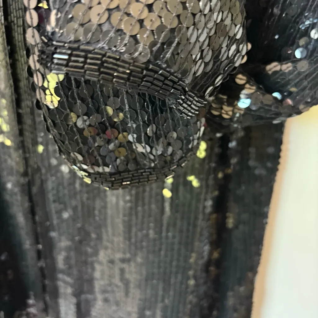 Vintage 90s Stenay Black Silk Beaded Jacket Blouse Small Evening Sequin Formal - Image 7