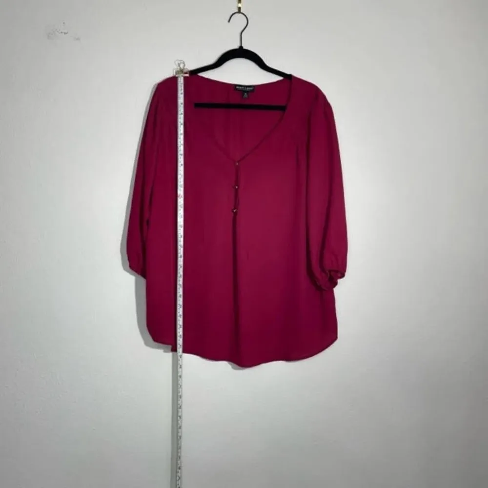 About A Girl Burgundy V Neck Relaxed Blouse Size 1X - Image 8