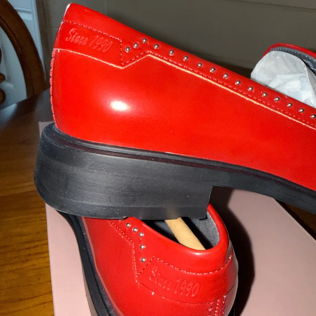 Franco Sarto A-Eden Studded Loafers | Red Patent | NWT | Women’s Size 6 - Image 5