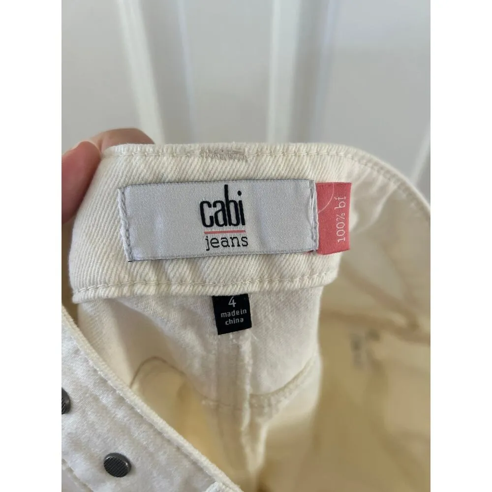 NWOT Cabi 100% Boyfriend Cream White Straight Ankle Jeans - Image 4