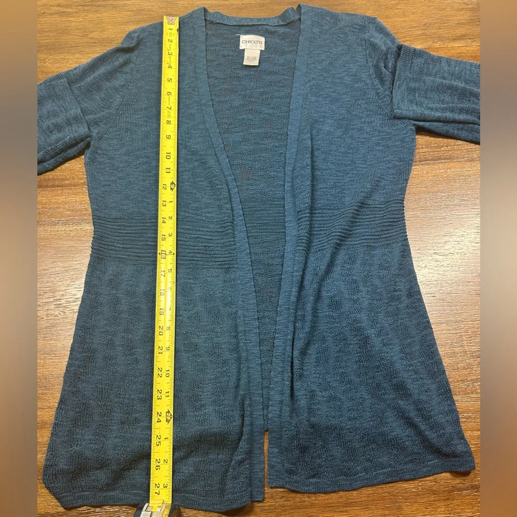Chico’s Women’s Size 1 (M) Light Ling Blue Open Front Cardigan Sweater - Image 4