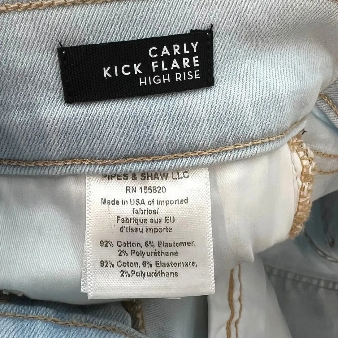 Veronica Beard Jeans Carly HIgh Rise Kick Flare Jeans Aspen Light Wash Size 15 - Image 15