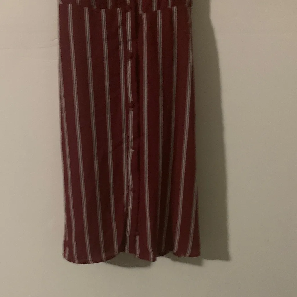 Sienna‎ Sky Burgundy and White Striped Midi Dress - Image 3