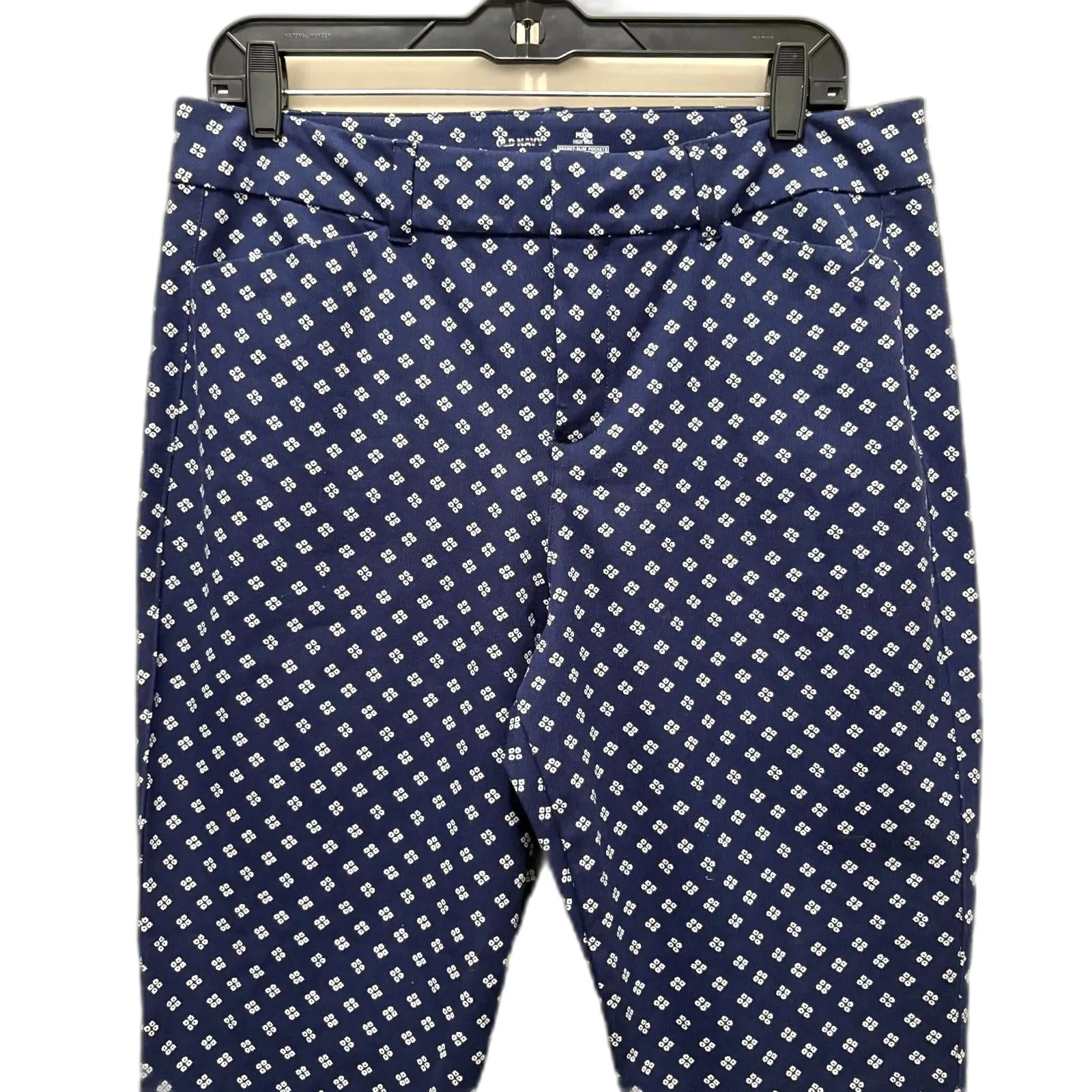 NEW Old Navy High Rise‎ Pixie Pants Office Career Wear Navy Birds Eye Size 12 - Image 2