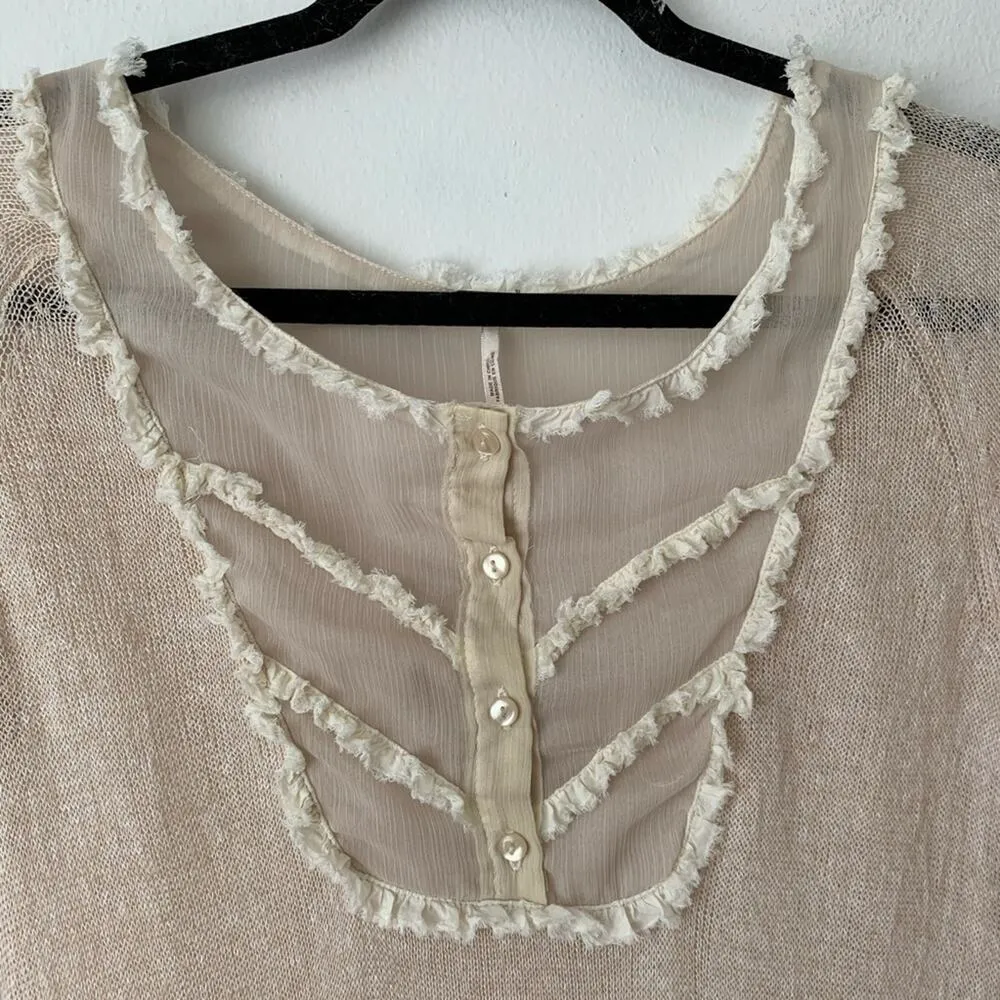 Free People  Knit Ruffle Bib Tunic Sweater XS - Image 5