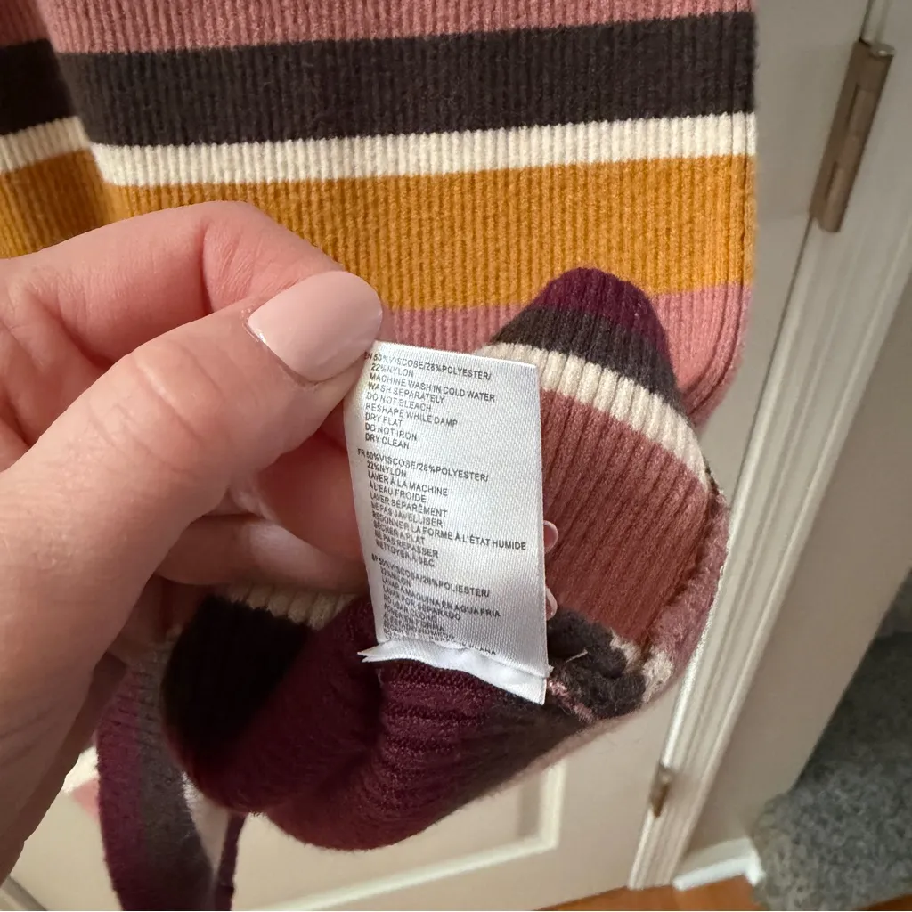 Anthropologie Saturday Sunday Parvati Sweater Midi Dress Link Stripe Size XS Pink - Image 8