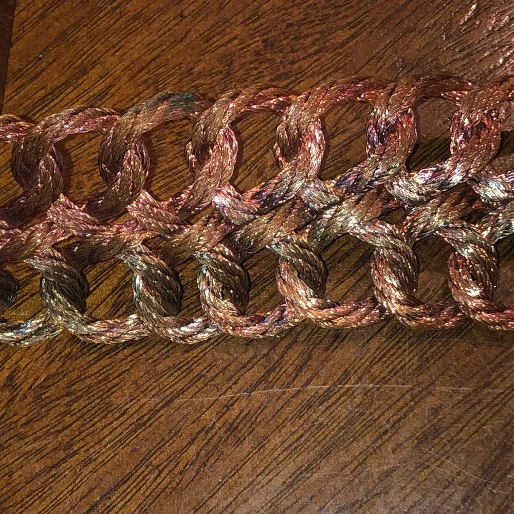 Copper Metal Vintage Brutalist Chunky Retro Braided Belt With Removable Buckle - Image 7