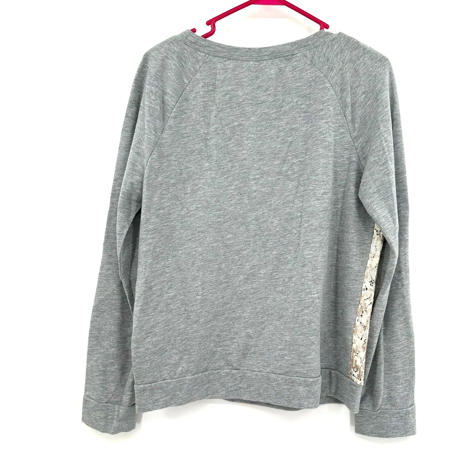 Loft Size Medium Sweater Gray Lacey Front Pullover Casual Cute Cottagecore Cozy‎ - Image 2
