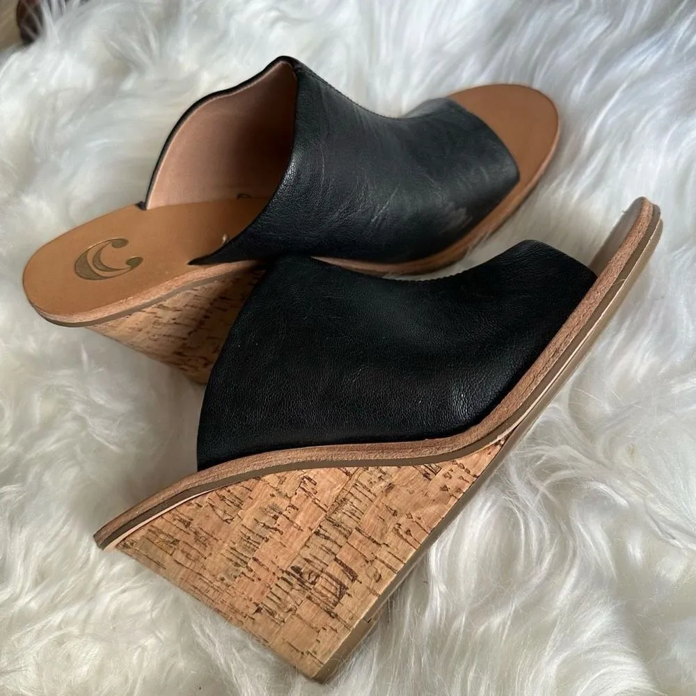 Charming Charlies black peep toe wedge cork heel - Image 6