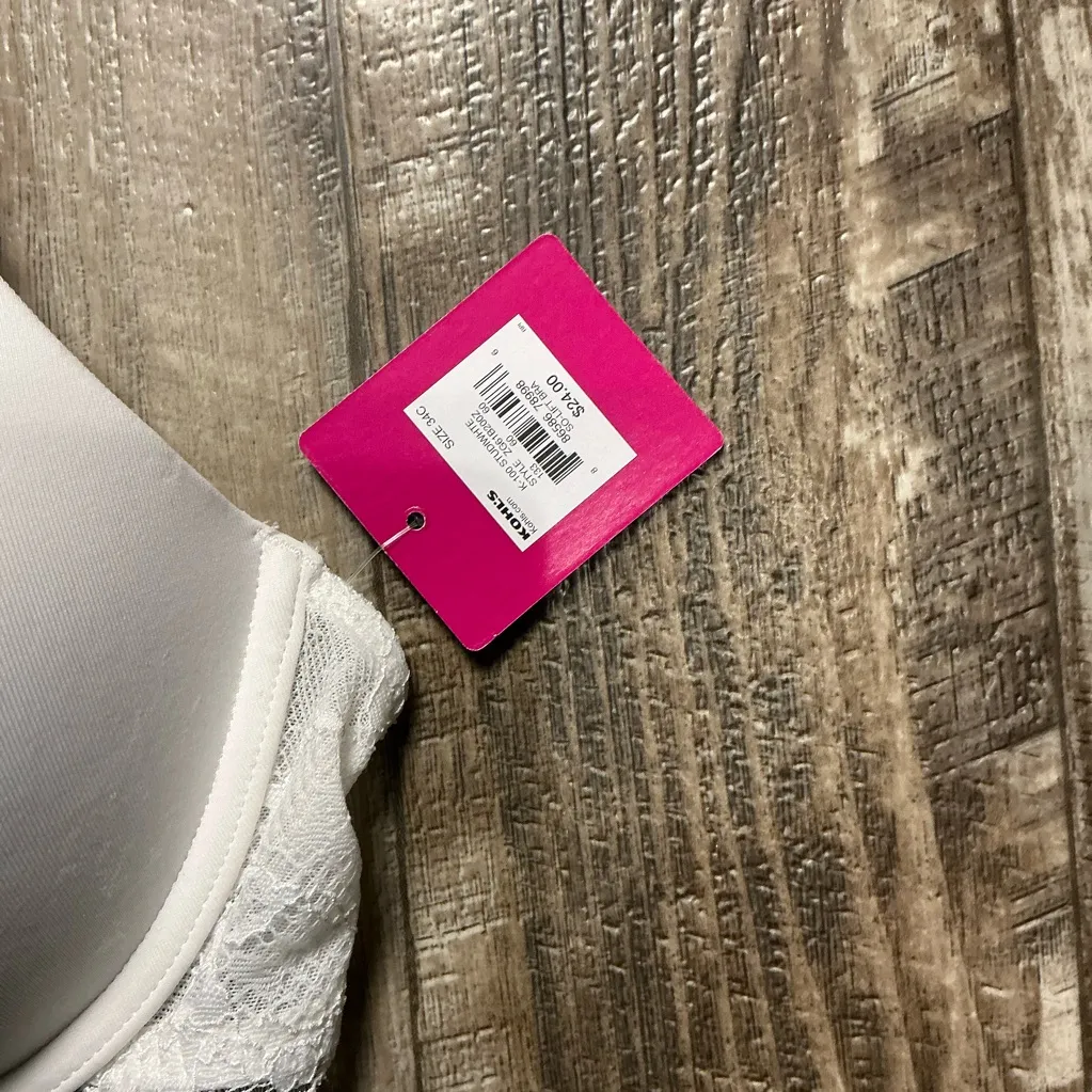 SO  White Lace Trim Bra 34C - Image 2