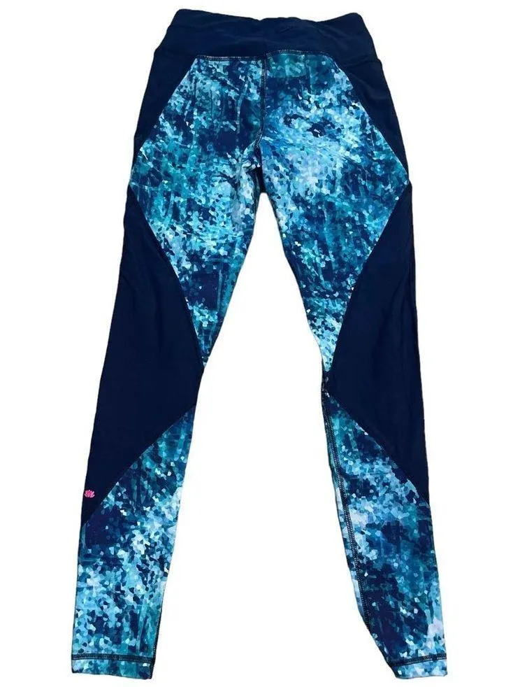 Pink Lotus Exercise Leggings Midnight Run in Crystal Blue Womens Size XS - Image 4