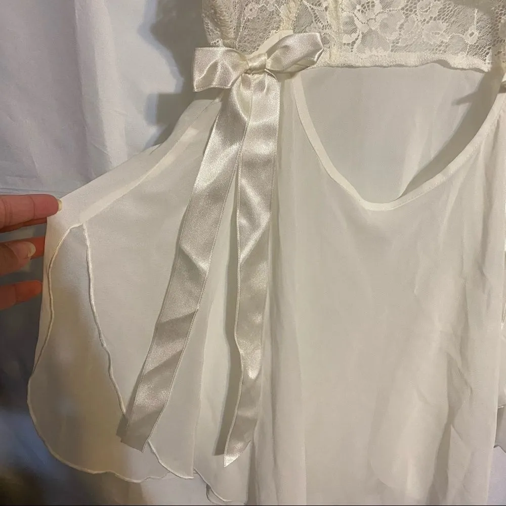 Victoria Secret Ivory lace top with sheer babydoll - Image 10