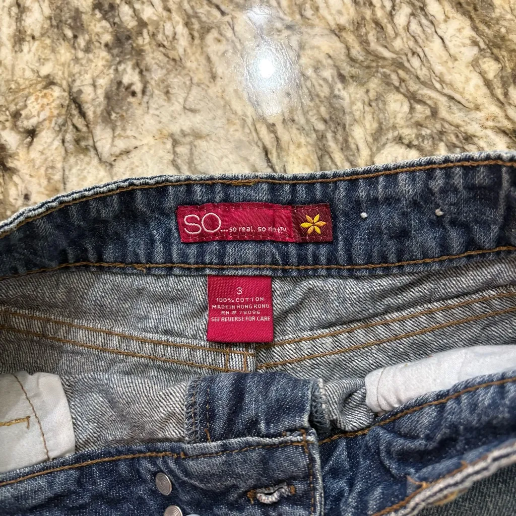 Y2K SO Denim Cargo Mini Shorts - Image 2