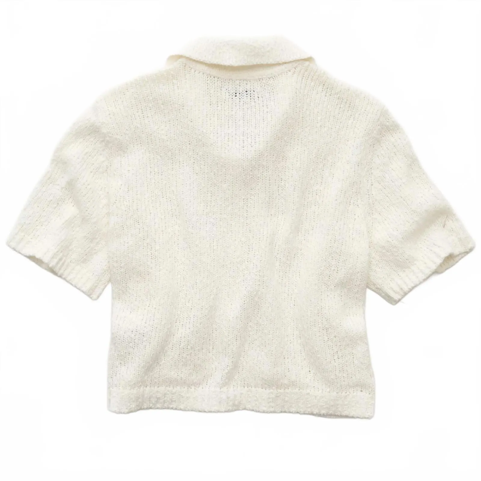 AE Cotton Short-Sleeve Collared Button-Up Cardigan American Eagle Cream NWT XL - Image 3