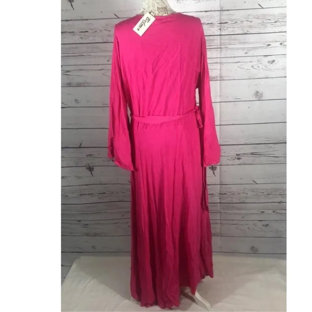 NWT Belma Vintage pink wrap long sleeved maxi dress one size plus - Image 3