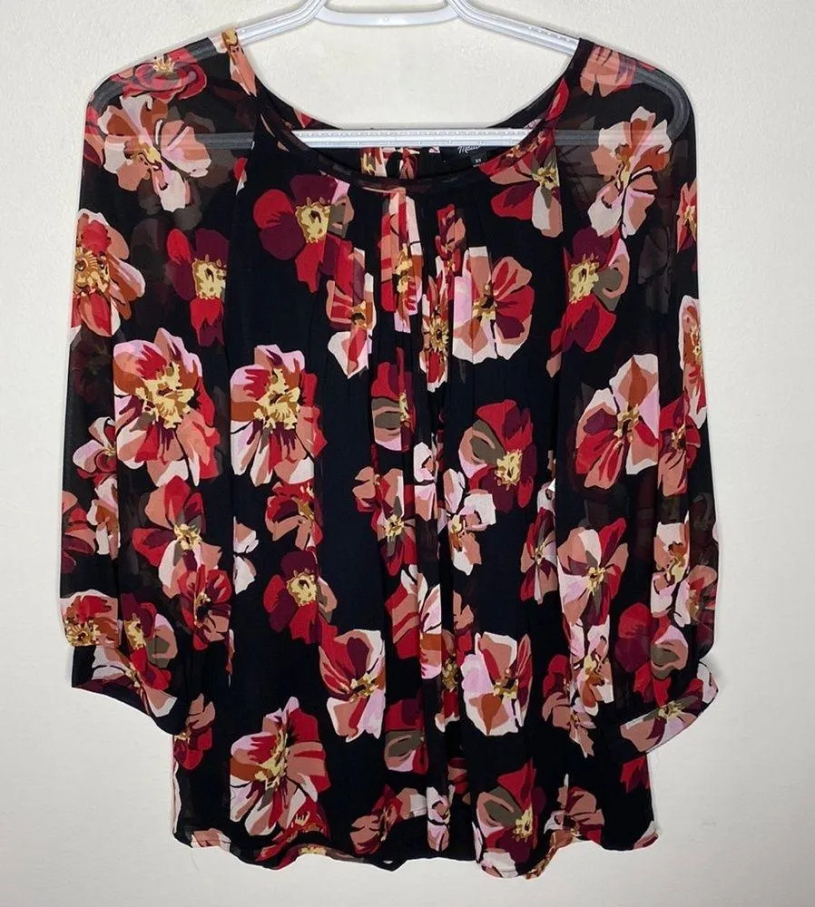 Madewell Tie-Back Bubble-Sleeve Blouse Top in French Rose size XS - Image 3