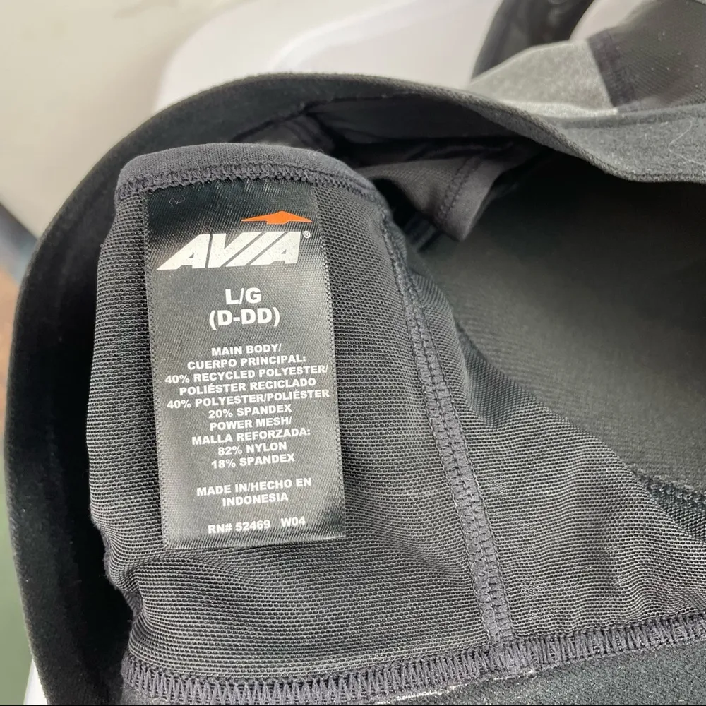 AVIA Sz Large Black Grey Zip Up Mesh Sports Bra - Image 8