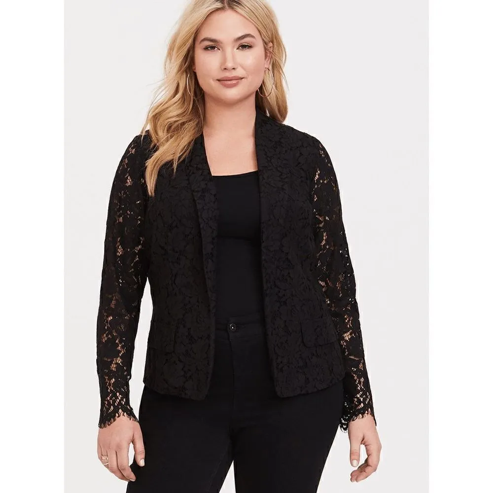 Torrid Black Long Sheer Sleeve Blazer Jacket Size 4X/26 - Image 7
