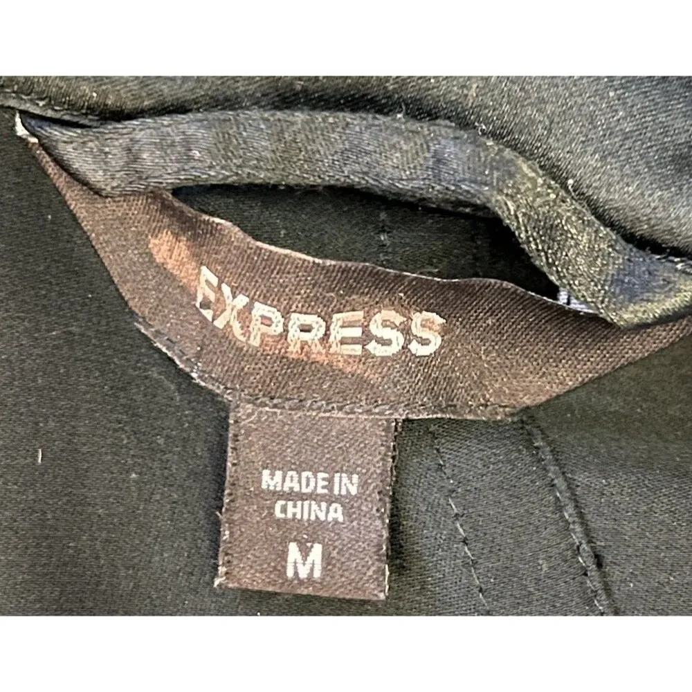 Express 100% Silk Women’s Size Medium Two Button Black Single Breasted Blazer - Image 5