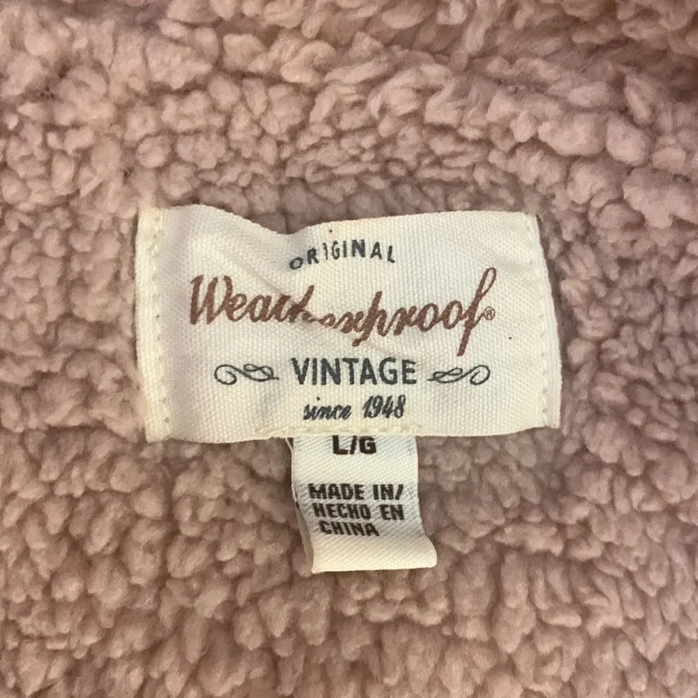 Original Weatherproof Vintage Rose Pink Teddy Full Zip Hooded Vest Size Large - Image 8