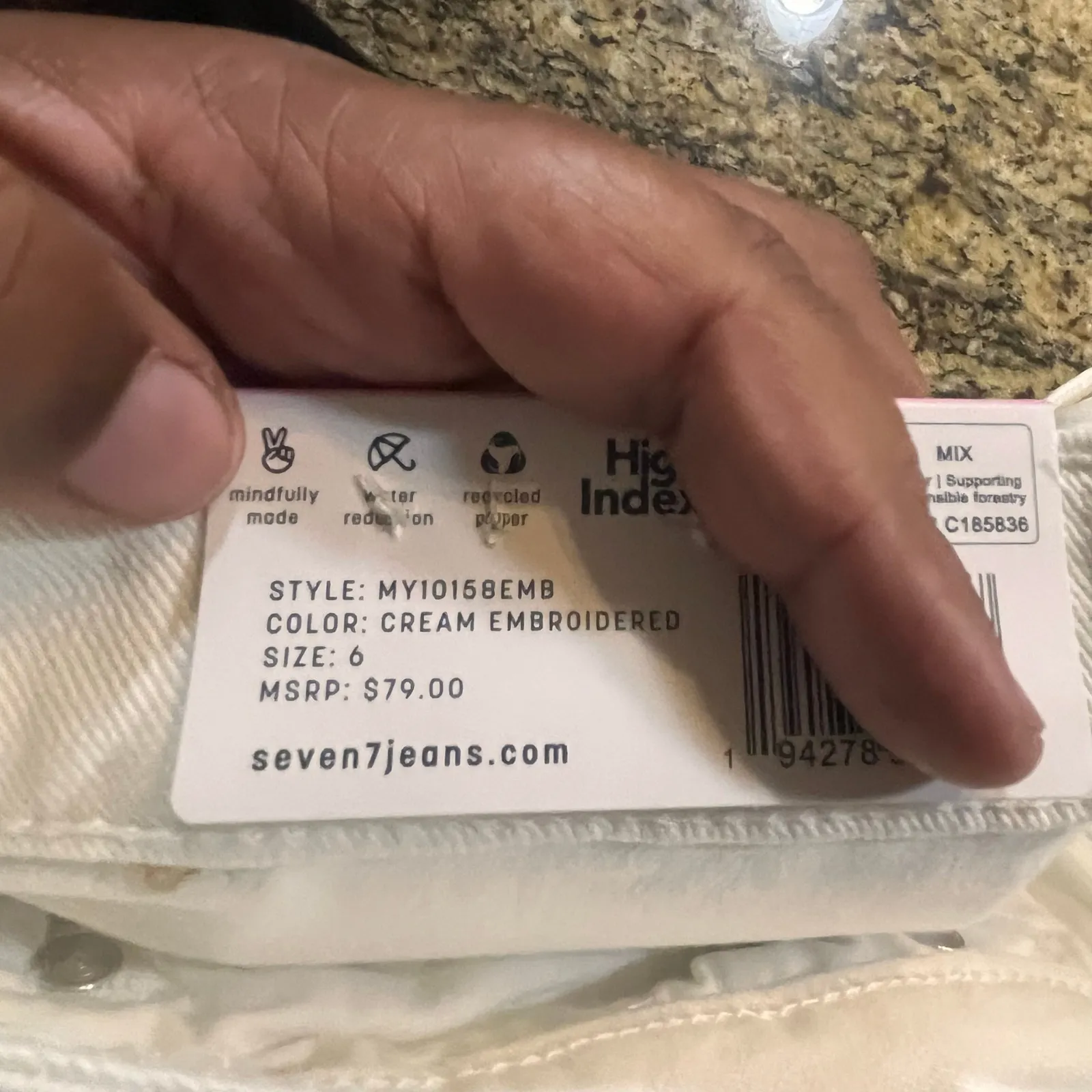 NWT‎ Seven7 Women’s Size 6 90’s Straight Jean Cream Embroidered High Rise Floral - Image 11
