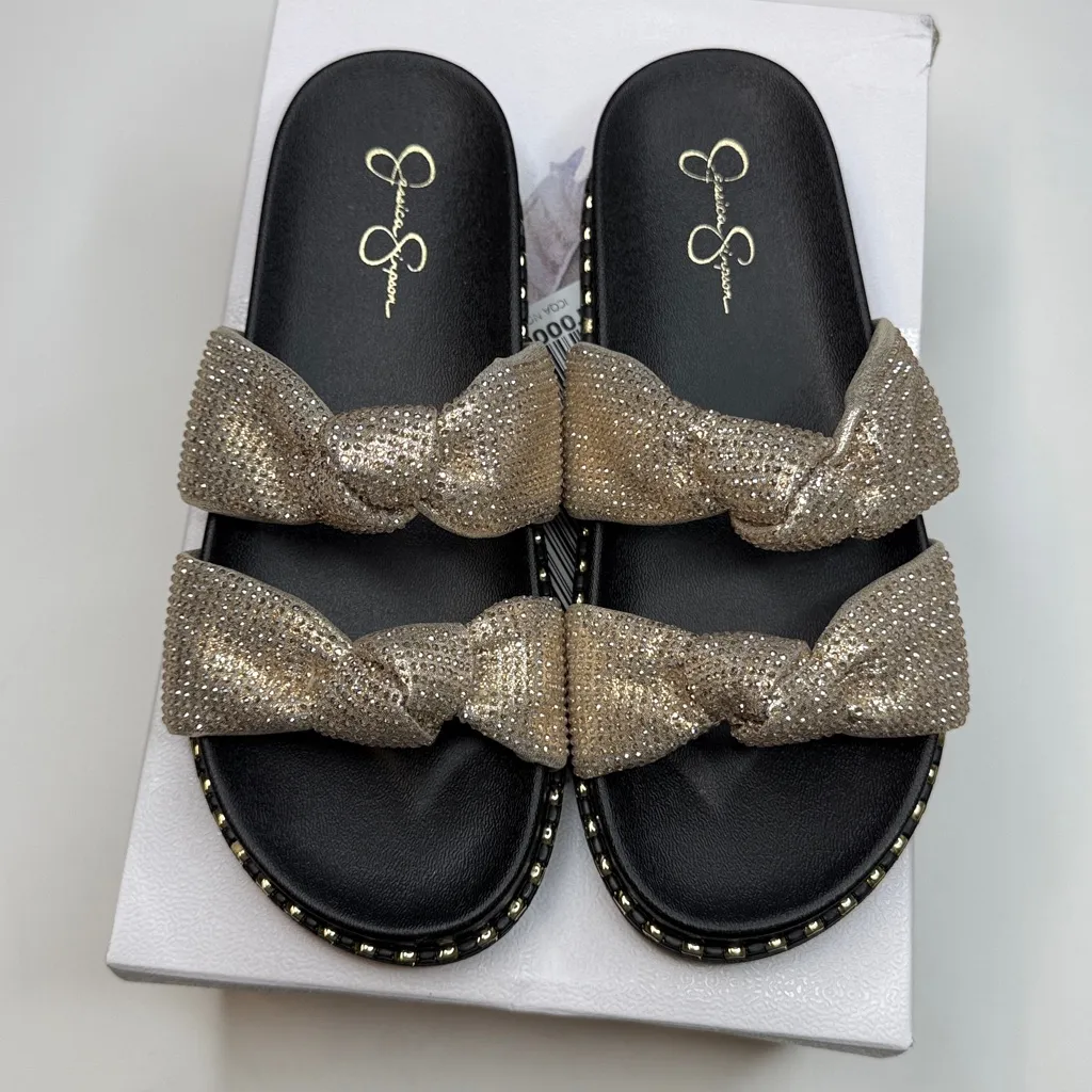 Jessica Simpson Women's Caralyna Knotted Footbed Sandals- Champagne- Size 6 - Image 8