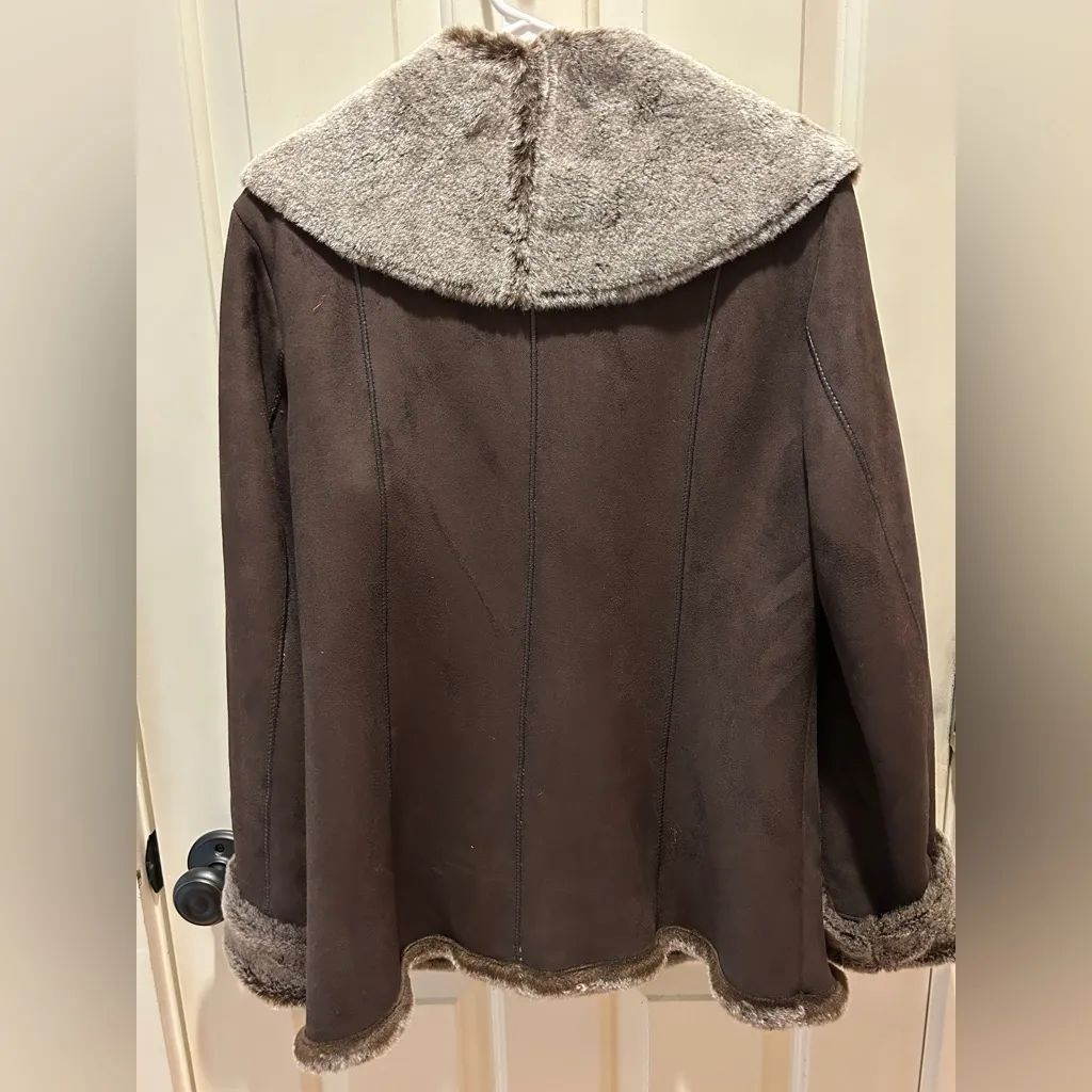 Marvin Richards Dark Brown Teddy Jacket with Faux Fur Trim - Image 2