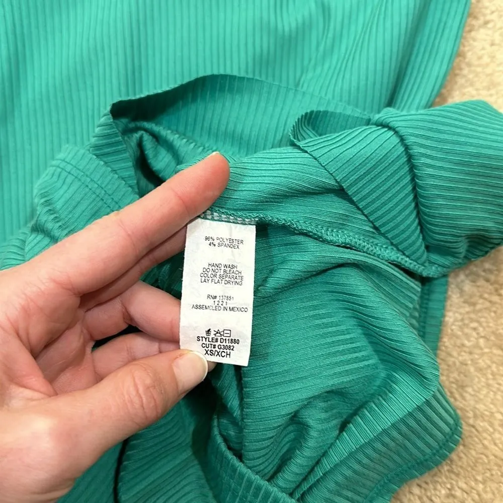 Gaze Stretch Green Ribbed Sleeveless Mini Lined Dress Women Size XS - Image 6