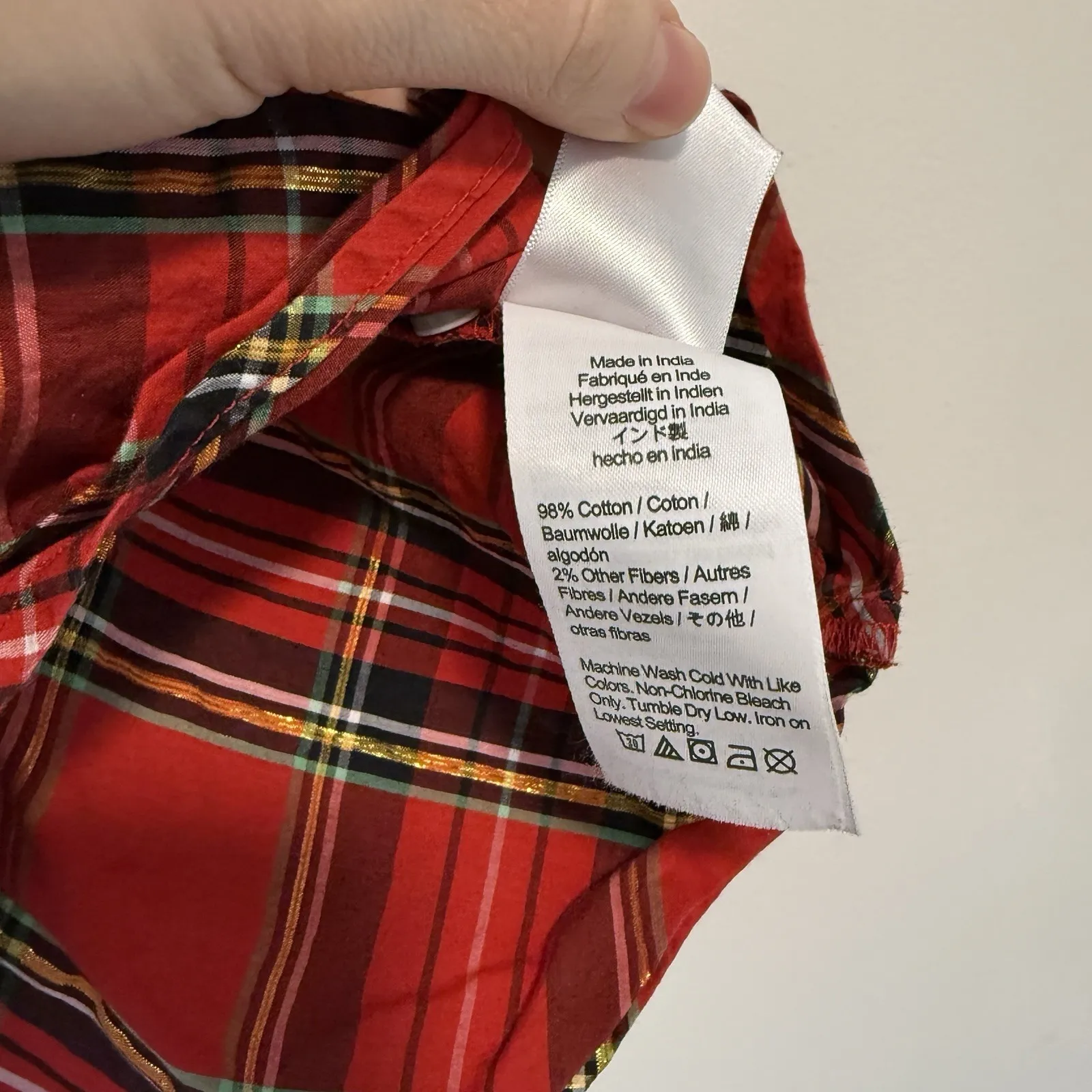 J. Crew Ruffleneck Sleeveless Cotton Poplin Top Good Tidings Holiday Red Plaid - Image 5