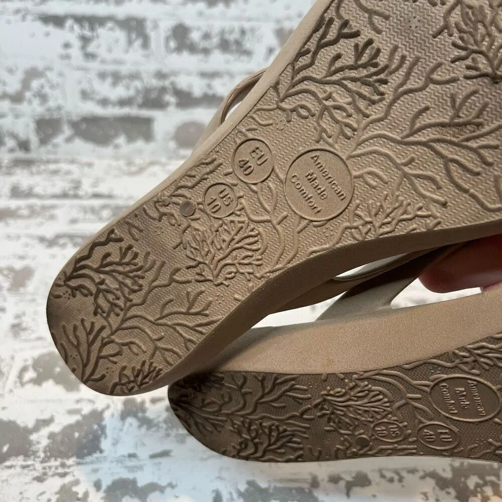 Oka•B | women rubber flip flop sandals with bow Tan Size 10 - Image 2