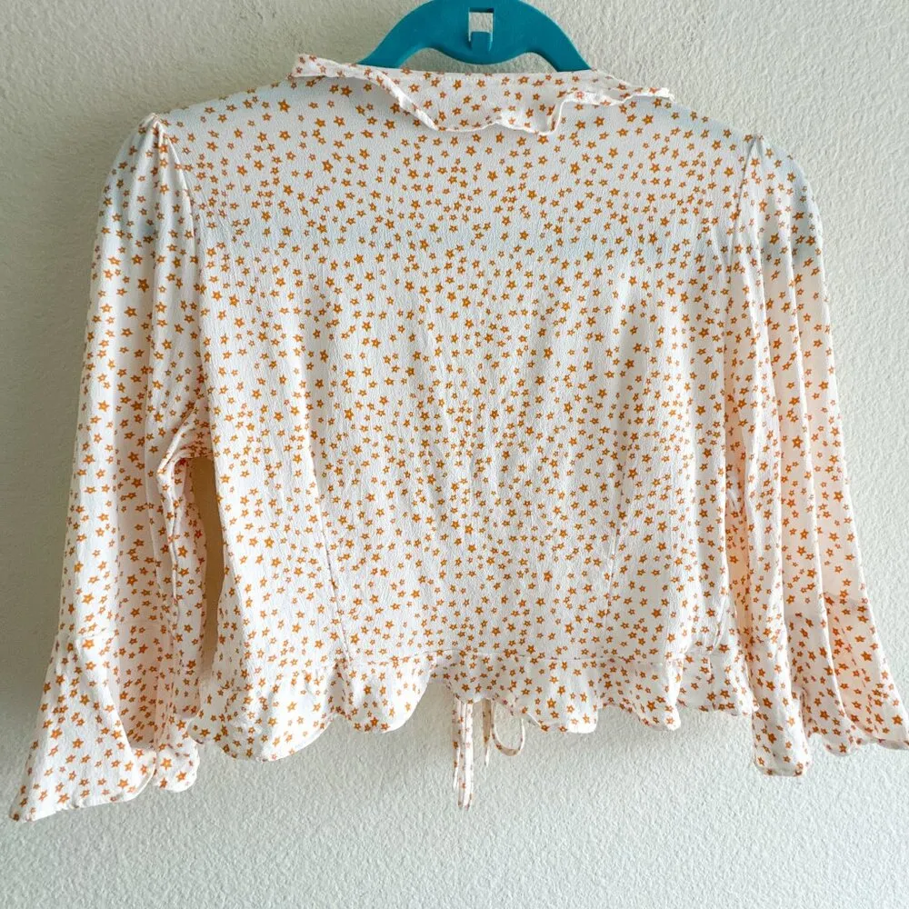 For Love and Lemons Cropped Aurora tie top in “white star” Small - Image 9