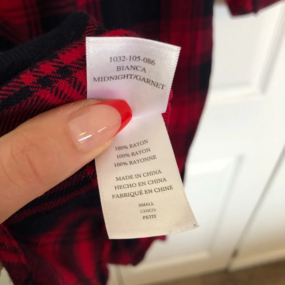 Red and Navy Plaid Rails Dress Flannel Shirt Dres Size S - Image 9