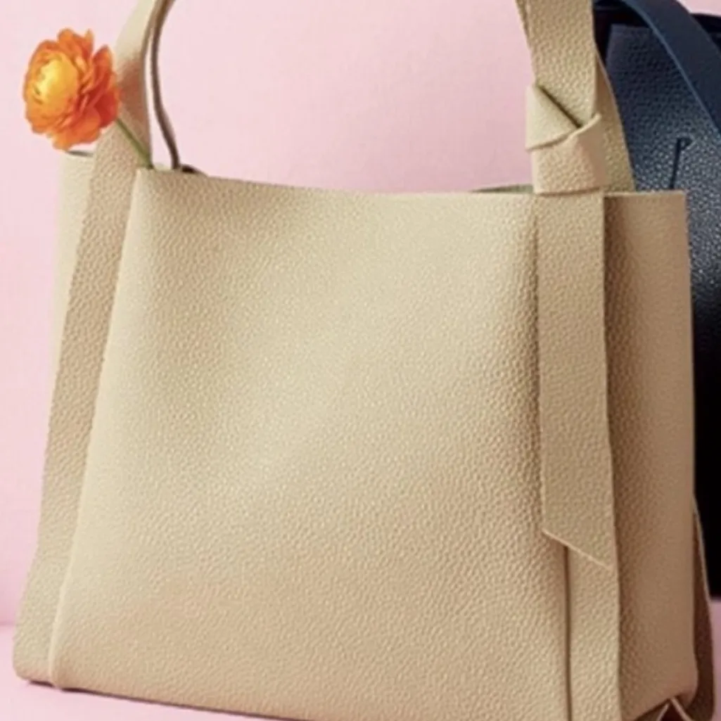 Tan Faux Pebbled Leather Shoulder Bag - Image 2