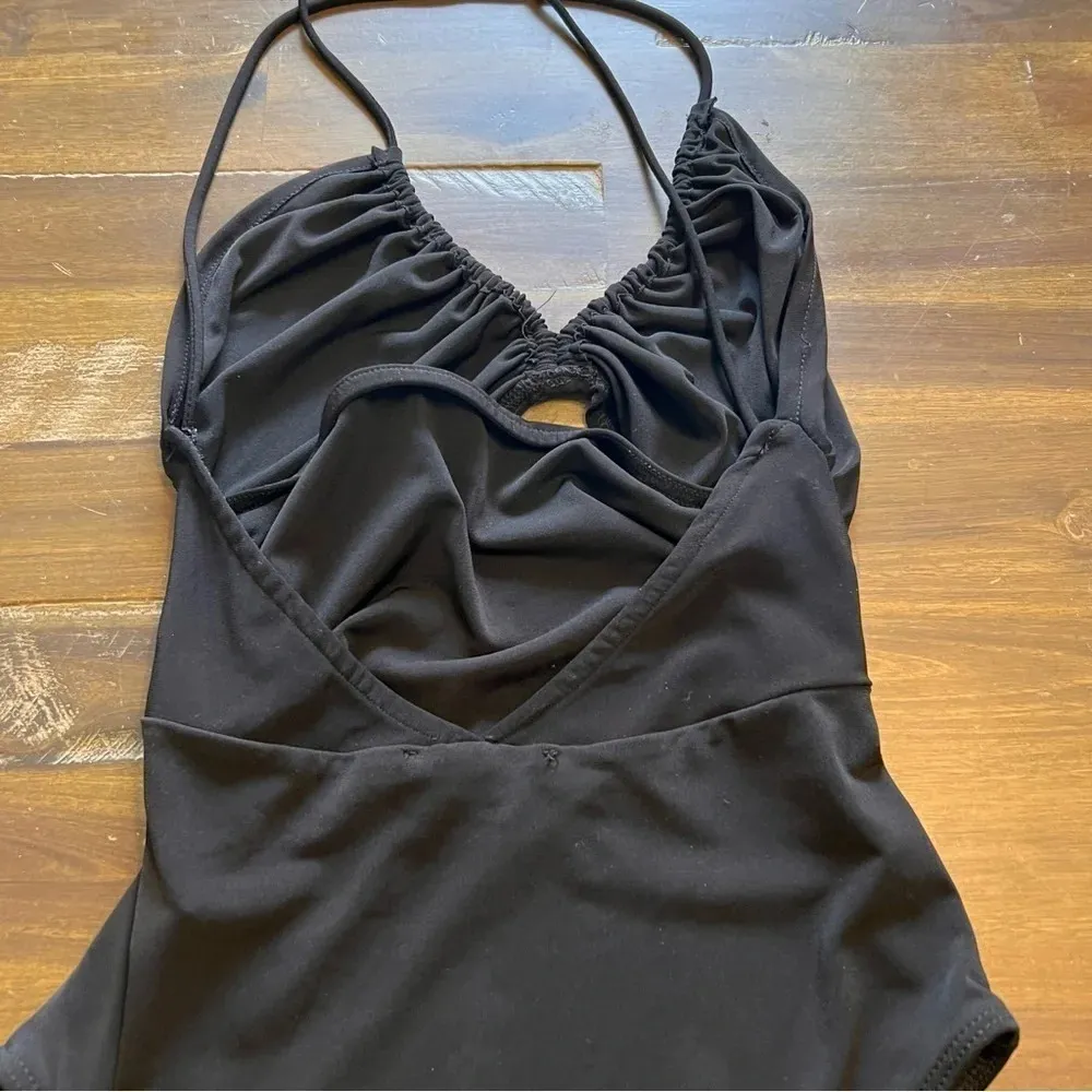 Zara Ruched Black Strappy Bodysuit Open Back Cutout Small Layering - Image 10