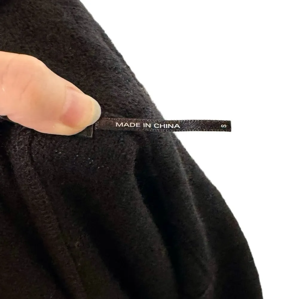 STELLA CARAKASI 100% Boiled Wool Collared Asymmetrical Jacket Handkerchief Hem Black - Image 8