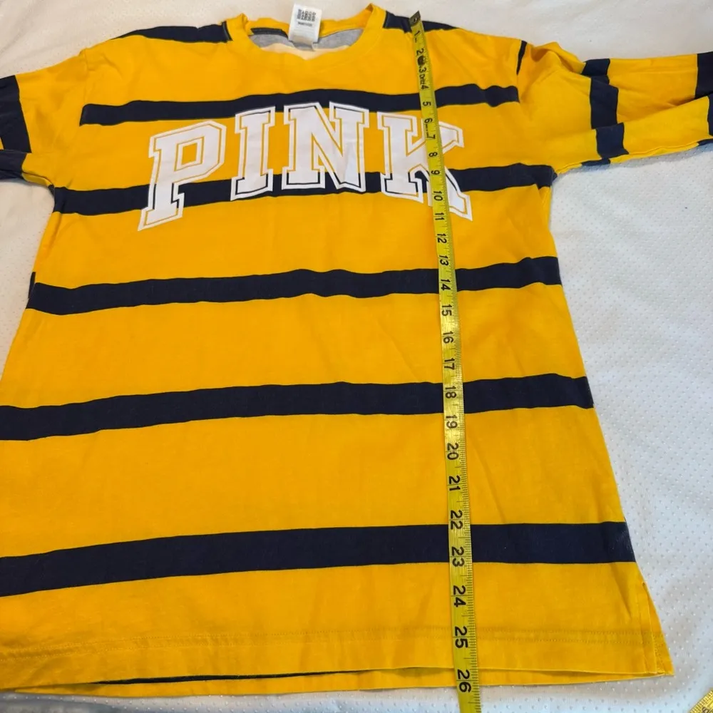 Pink Victoria’s Secret Navy Gold Striped Long Sleeve Shirt Top Oversized XS - Image 6