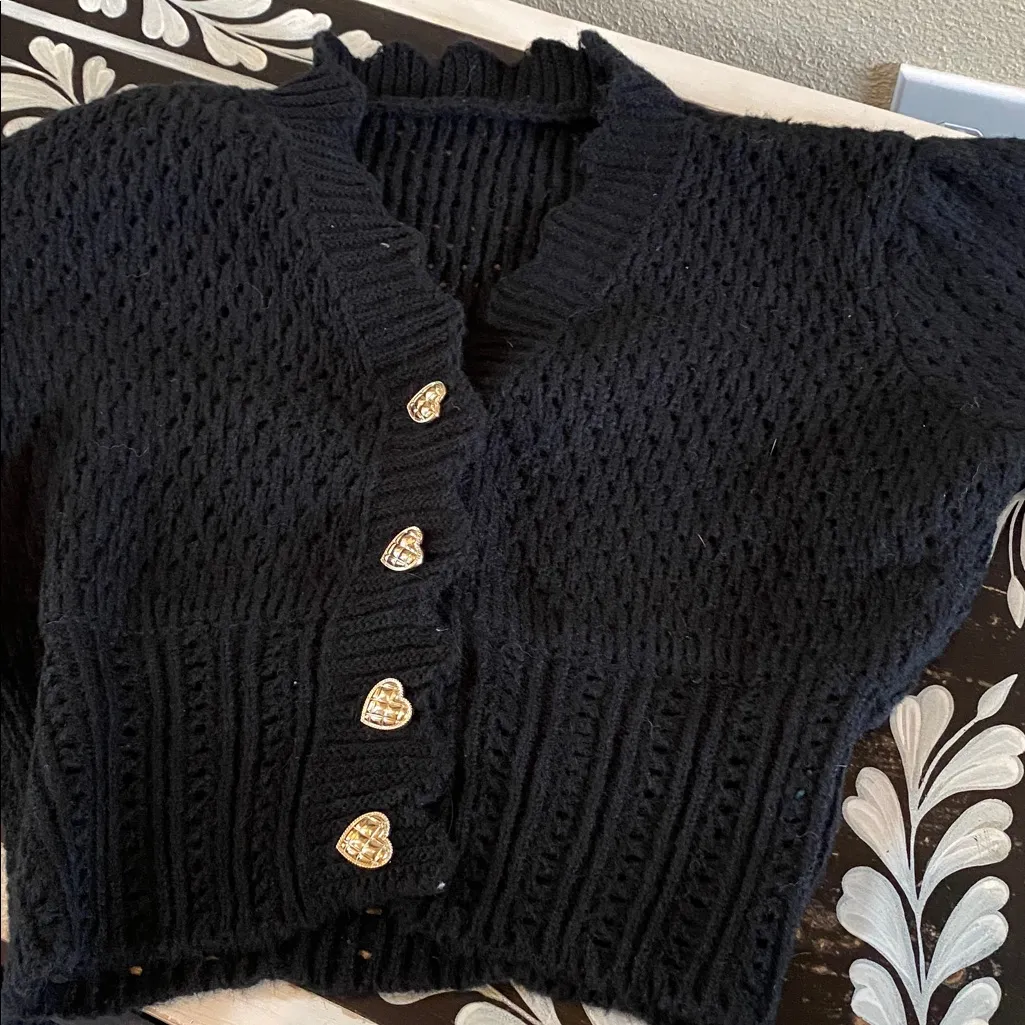 Gold Hearts Black Button - Image 3