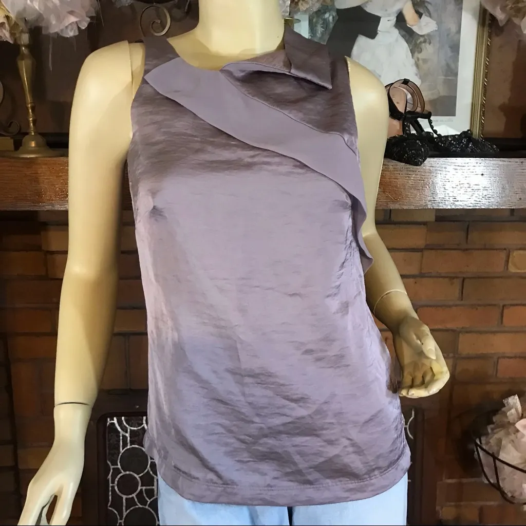 SIMPLY VERA WANG PURPLE SATIN RUFFLED BLOUSE (2) - Image 2