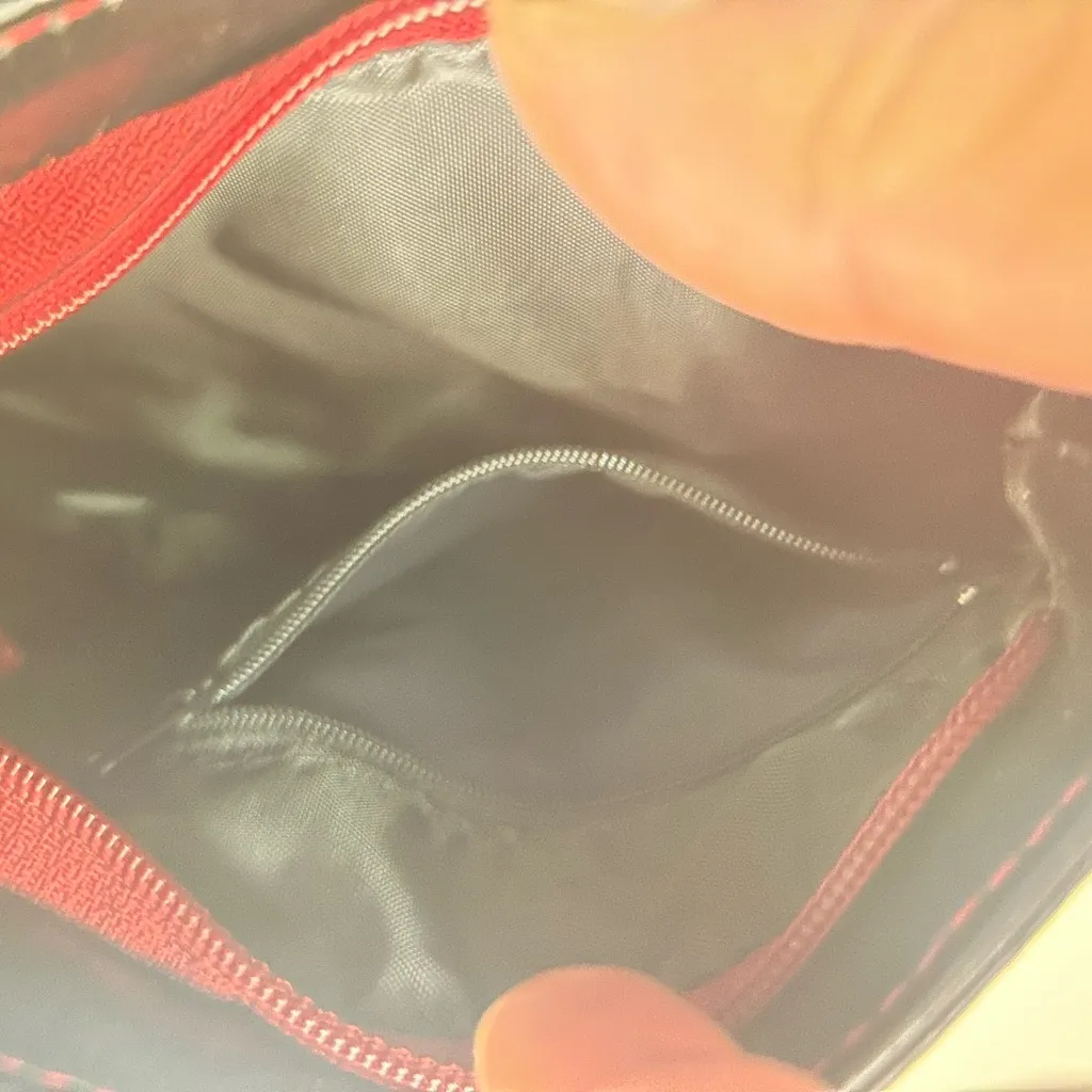 Vera PELLE Red and Black Leather Crossbody Bag like new! Gorgeous HIGH quality - Image 5