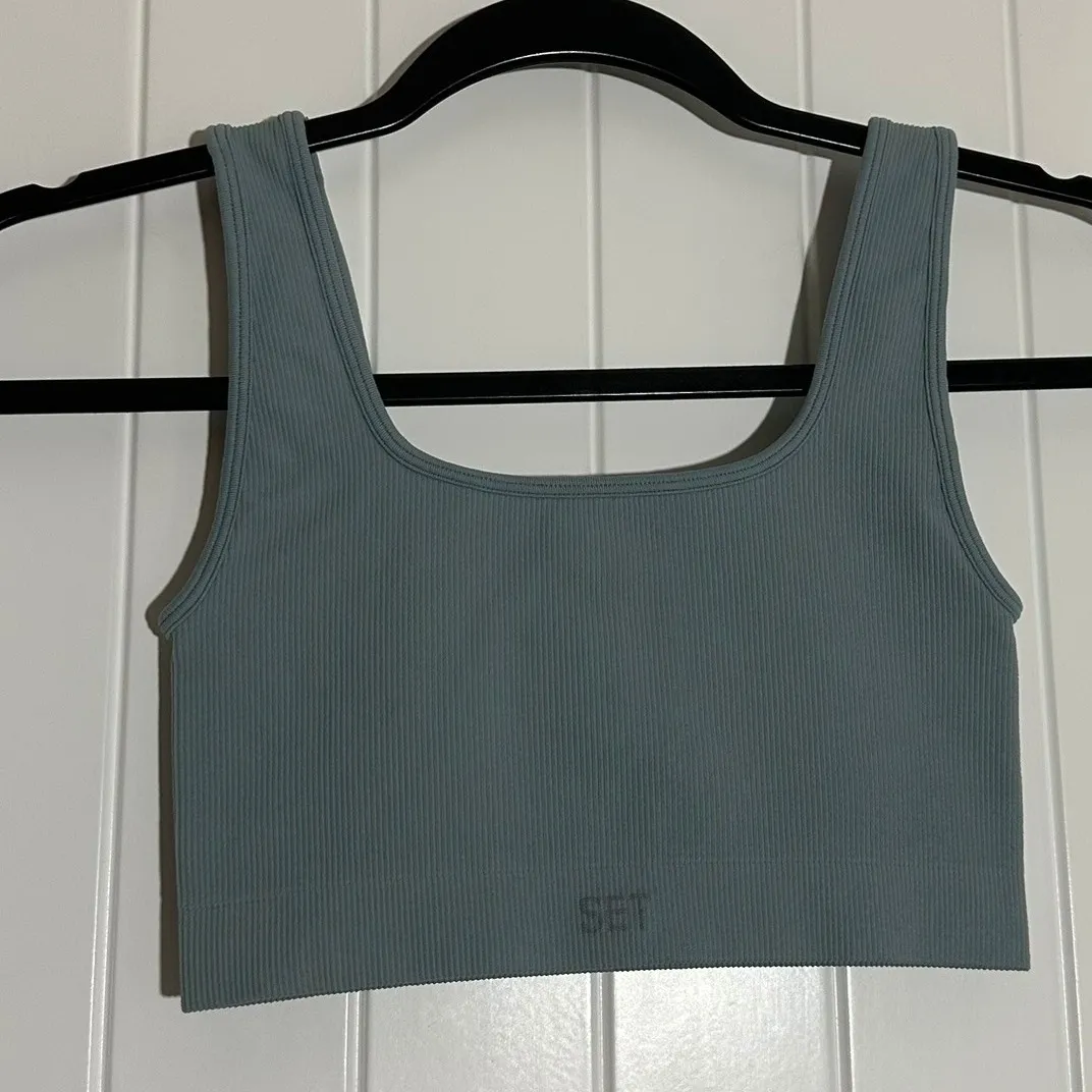 SET ACTIVE | SculptFlex Box Cut Sports Bra Rain Blue | Women's S - Image 2