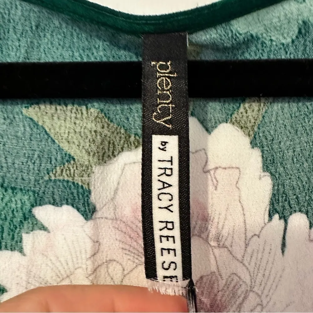 Anthropologie Green Floral Ruffle Trim Dress Plenty Tracy Reese Womens Small - Image 2