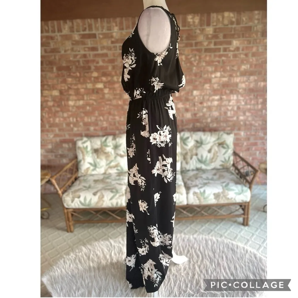 BB Dakota Jumpsuit Wide Leg Black Floral Backless Sleeveless M Brunch Garden - Image 11