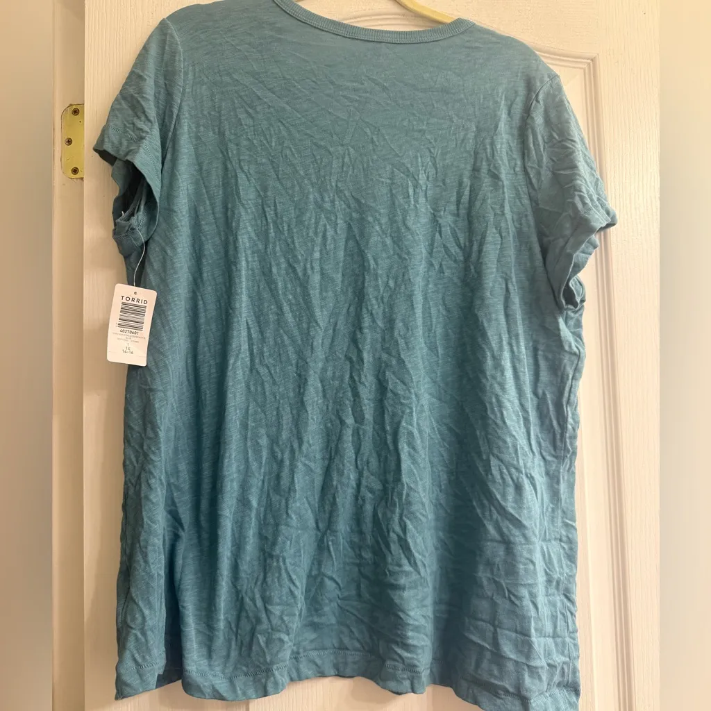 Torrid Yosemite Vintage Cotton Jersey Slub Crew Notch Blue Tee Shirt - size 1 - Image 6