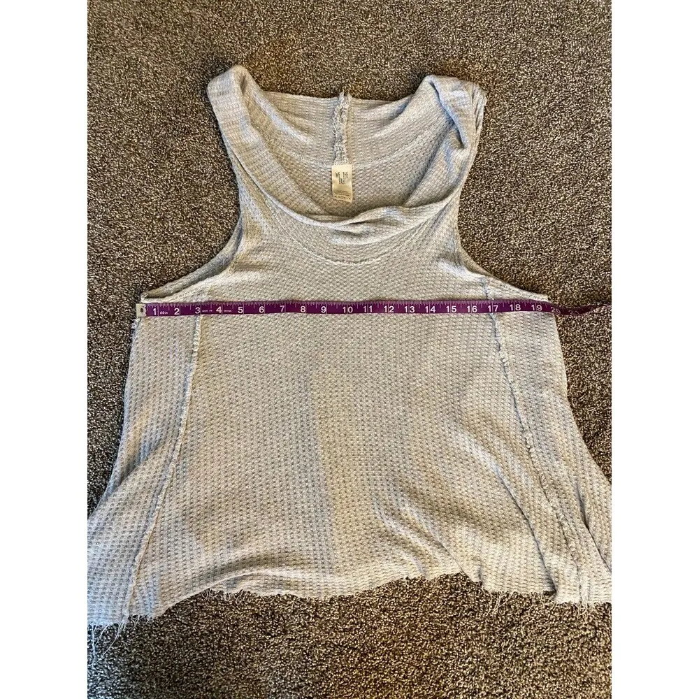 We The Free Free People Gray Waffle Knit High-Low Tank Top Size Small - Image 4