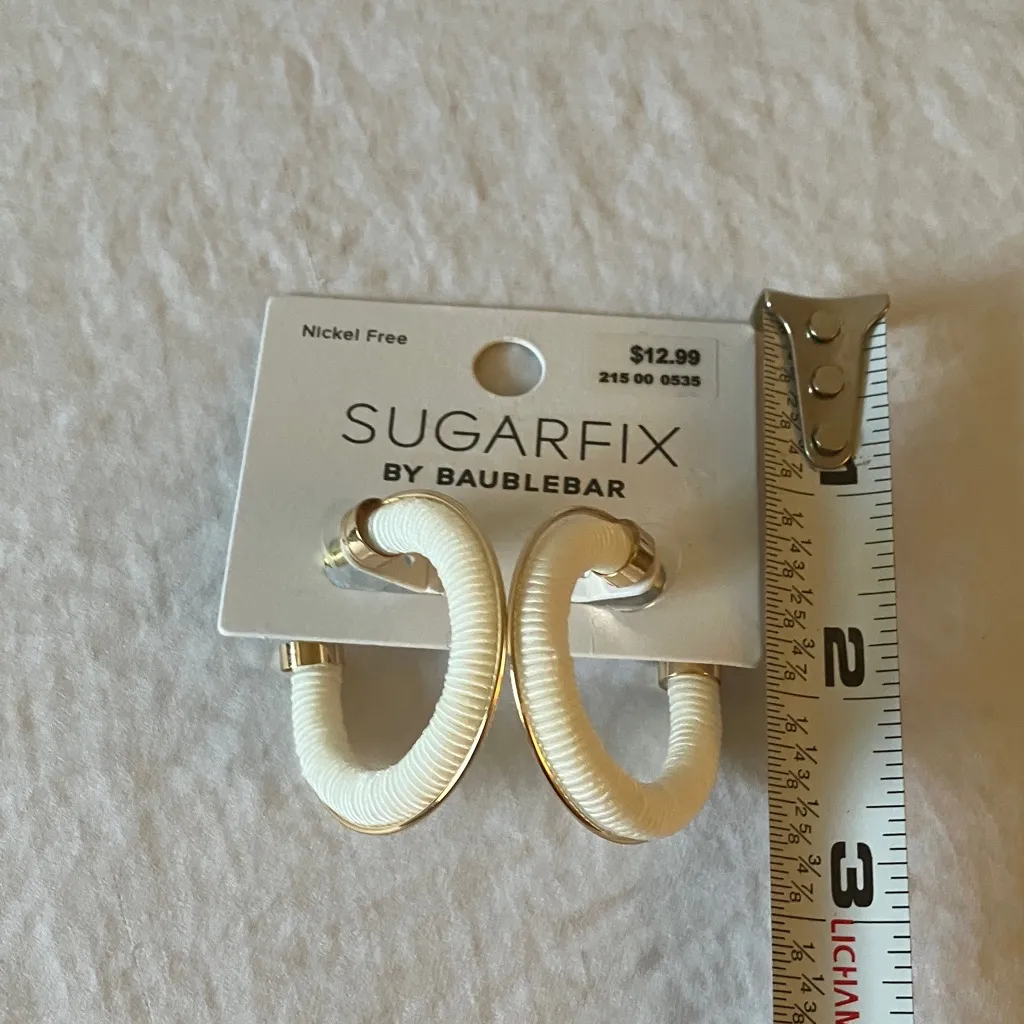 Sugarfix: White/Gold Tone Hoop Earrings - Image 11